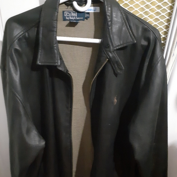 polo black leather jacket